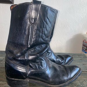 Mens Leather Mid Calf  Western Cowboy Boots Black Size 12